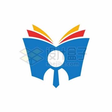 打开的彩色书本和小人儿创意文化教育类logo标志设计4840196矢量图片免抠素材