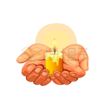 双手捧着燃烧的蜡烛祈福祝愿插画5484086矢量图片免抠素材