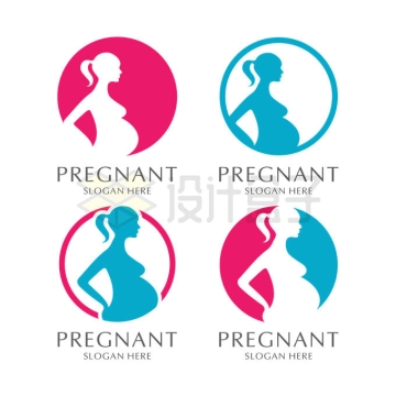 4款圆圈中的孕妇怀孕月子中心月嫂公司logo设计方案8477234矢量图片免抠素材