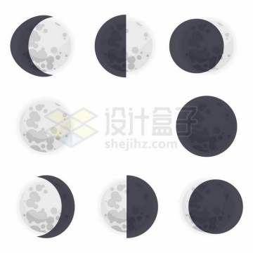 灰色月球月亮月相变化图9016540矢量图片免抠素材