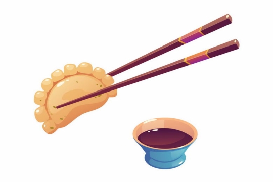 筷子夹起一个饺子蘸醋吃美味美食6091433矢量图片免抠素材
