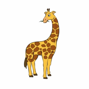站着吃树叶的卡通长颈鹿彩绘动物2692947png图片免抠素材