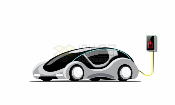 正在充电中的未来科幻风格电动汽车3401738矢量图片免抠素材