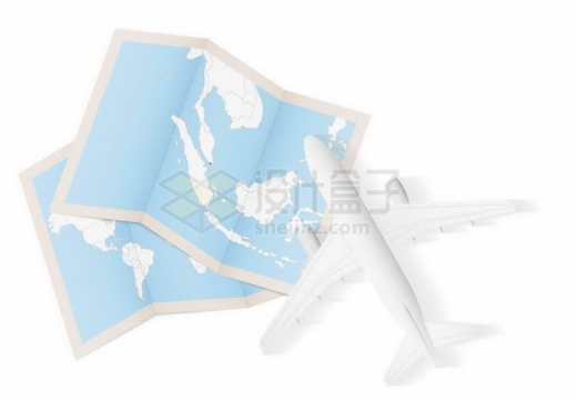 世界地图东南亚地图白色飞机环球旅行插画7524226矢量图片免抠素材