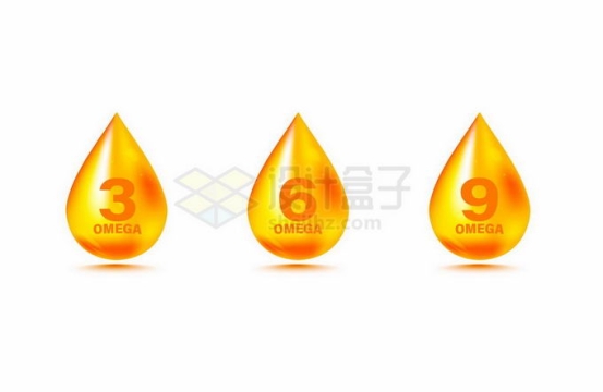 金黄色欧米伽3OMEGA3/6/9不饱和脂肪酸营养元素液滴8654507矢量图片免抠素材
