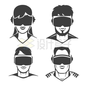 4款戴着VR眼镜的男人女人图案3932067矢量图片免抠素材