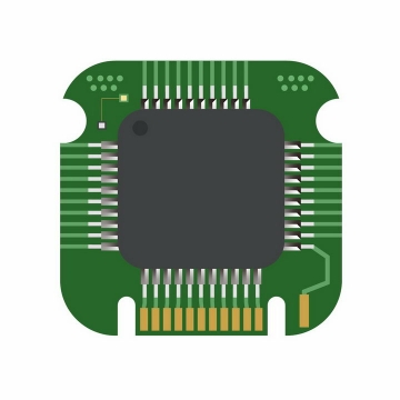 绿色PCB印刷电路板集成电路CPU处理器设计png图片免抠ai矢量素材