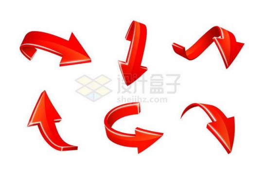 6款3D立体风格红色箭头方向箭头指示箭头6648980矢量图片免抠素材免费下载