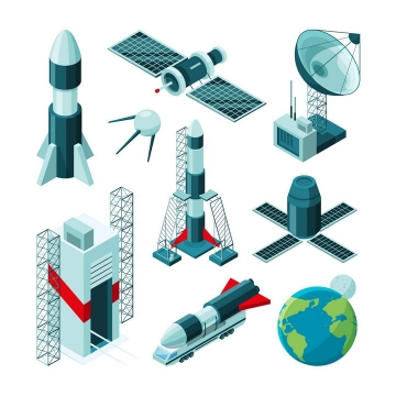 9款航天器火箭发射塔卫星接收站免扣图片素材