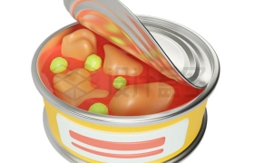 打开的卡通罐头食品3D模型7037021PSD免抠图片素材