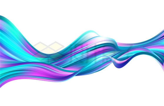 蓝色紫色彩色丝绸抽象三维波浪线图案7134830矢量图片免抠素材