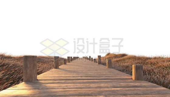 秋天枯黄的草地草原上的木头观光木桥风景3435792PSD免抠图片素材