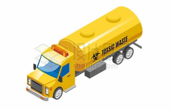 一辆拉着含辐射物质的黄色卡车油罐车5371081矢量图片免抠素材