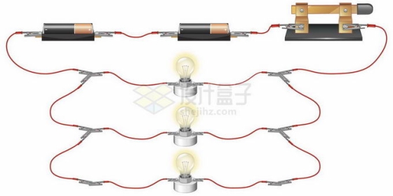 干电池串联并联电路开关灯泡物理高中初中教学配图8104330矢量图片免抠素材