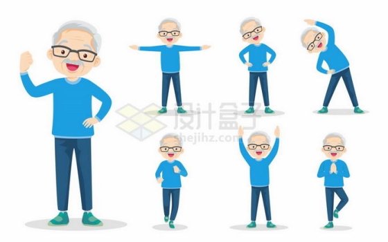 卡通退休老爷爷正在锻炼身体9045238矢量图片免抠素材免费下载
