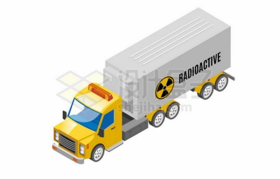 一辆拉着含辐射物质的黄色卡车厢式货车4960218矢量图片免抠素材