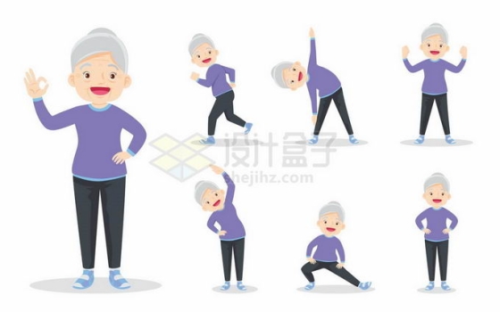 卡通退休老奶奶正在锻炼身体5637573矢量图片免抠素材免费下载