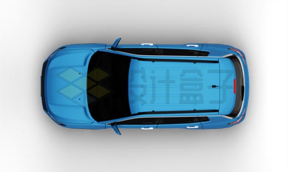 俯视视角的蓝色SUV小汽车3221812PSD免抠图片素材