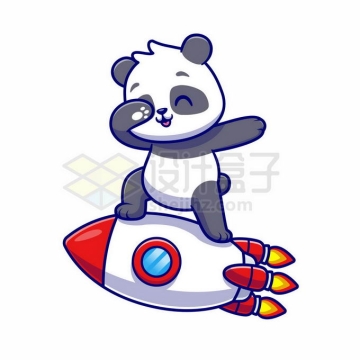 卡通熊猫站在火箭上摆pose8671145矢量图片免抠素材