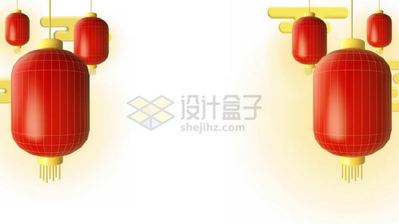 3D立体中国新年春节红灯笼挂件8773753图片免抠素材