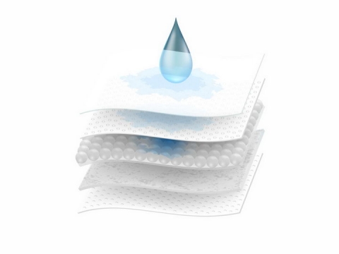 显微镜下卫生巾尿布床垫海绵纤维编织物五层吸水透风效果png图片免抠矢量素材