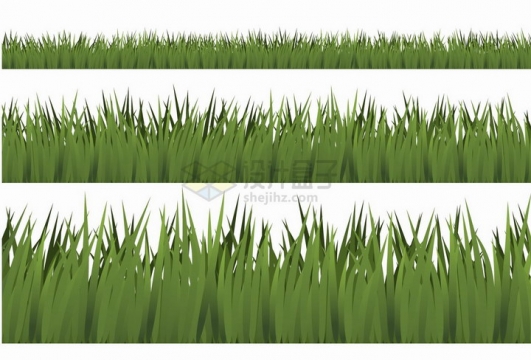 3款浓密的青草地草坪装饰png图片免抠矢量素材