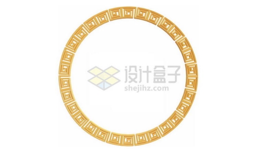 3D立体金色回字纹组成的圆环图案6191562图片免抠素材