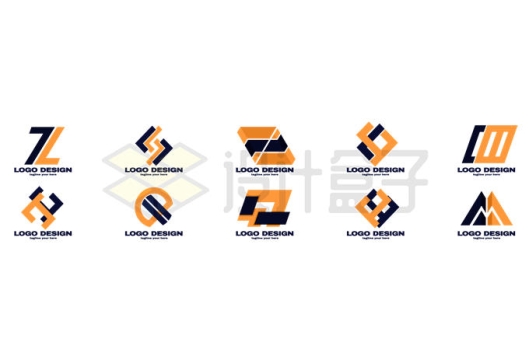 10款创意黑色橙色logo设计方案5312561矢量图片免抠素材