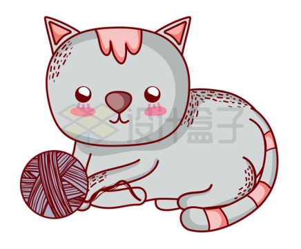 一只玩毛线球的卡通猫咪7932312矢量图片免抠素材