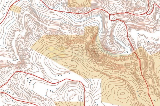 一款精细的红色等高线地形图地图3766592矢量图片免抠素材免费下载