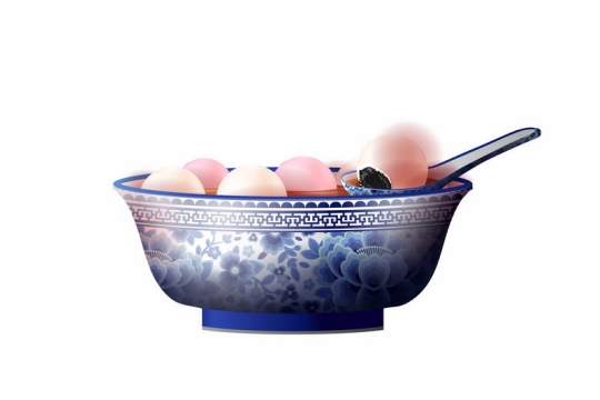 青花瓷饭碗中的一碗满满的汤圆元宵节美食7022283矢量图片免抠素材
