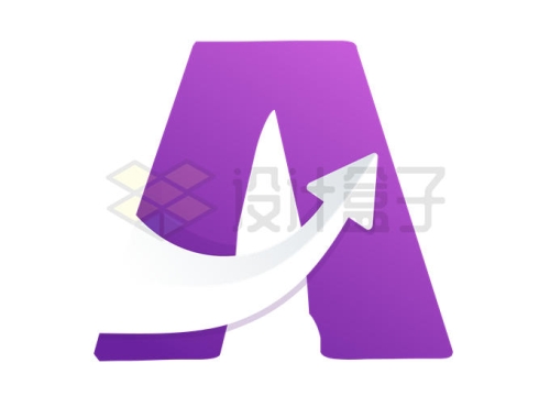 创建紫色大写字母A和箭头logo设计方案6235586矢量图片免抠素材