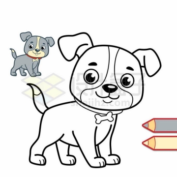 卡通小狗填颜色游戏儿童画板涂色游戏1128866矢量图片免抠素材