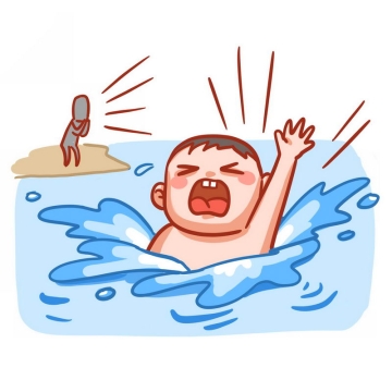 卡通男孩溺水岸边路人呼救防止溺水1416111免抠图片素材