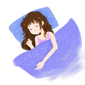 彩绘卡通女孩在宿舍双层床上下铺上睡觉png图片免抠素材