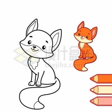 卡通狐狸填颜色游戏儿童画板涂色游戏7739791矢量图片免抠素材