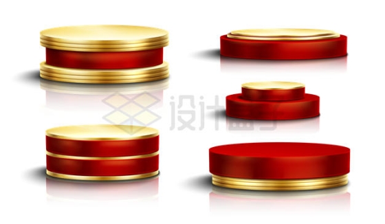 5款红色金色圆形3D展台8111099矢量图片免抠素材