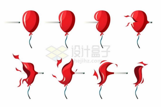 子弹击中红色气球破裂效果全过程7109114矢量图片免抠素材免费下载