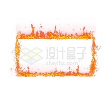 一个燃烧着的火焰火圈方框文本框信息框插画7191214免抠图片素材