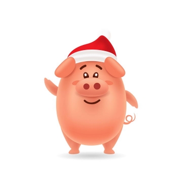 戴着圣诞帽的可爱卡通小猪图片免抠矢量图素材