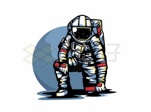 手绘风格身穿宇航服半跪着的宇航员宇宙探索插画2468286矢量图片免抠素材