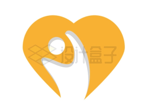 黄色心形和小人儿学校logo设计方案4843908矢量图片免抠素材