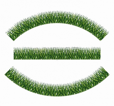 3款弯曲弧形的青草地装饰png图片免抠矢量素材