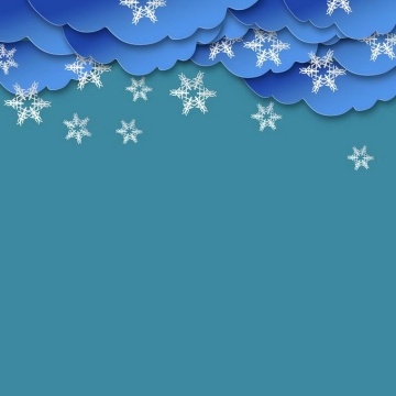 剪纸叠加风格蓝色乌云和雪花下雪天气2722843免抠图片素材