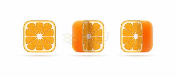3款橙子切面创意水果圆角方形图标2986715矢量图片免抠素材免费下载