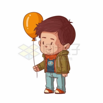 卡通男孩拿着气球插画4156106矢量图片免抠素材