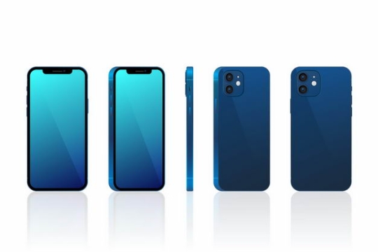 各种不同角度的蓝色苹果iPhone12手机7986544png图片免抠素材