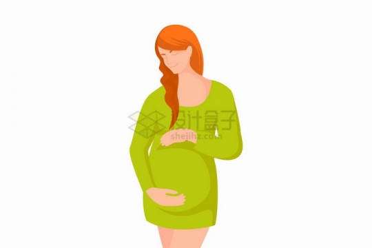 抱着肚子的绿衣服孕妇怀孕的女人正面png图片免抠矢量素材