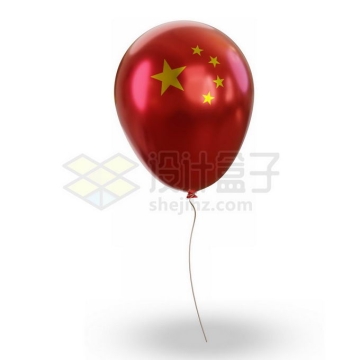 印有中国国旗五星红旗图案的红色气球1842025免抠图片素材