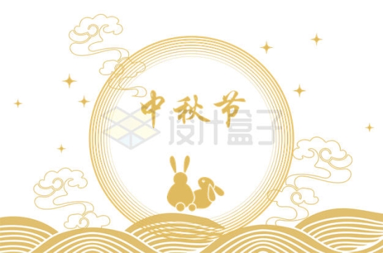 金色中秋节月亮上的玉兔2249200矢量图片免抠素材